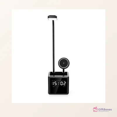 Desk Lamp with Wireless Charger & Clock — branded corporate gift Dubai