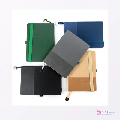 Hard Cover A5 Notebook, Metal Bookmark — branded corporate gift Dubai