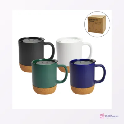 Insulated Ceramic Mug, Cork Base & Lid — branded corporate gift Dubai