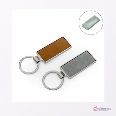 Metal Keychain, Laserable Leather Plate — branded corporate gift Dubai