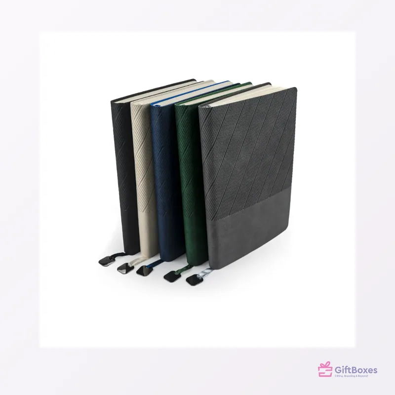 Soft PU Cover A5 Notebook, Metal Bookmark — branded corporate gift Dubai