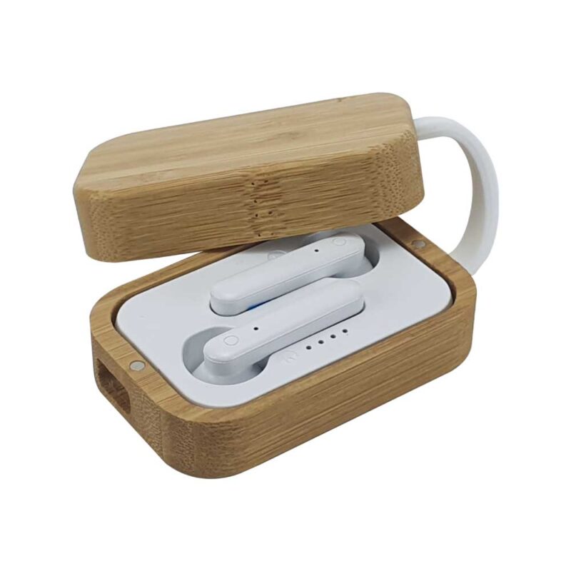 High Quality Bluetooth Earbuds with Bamboo Case