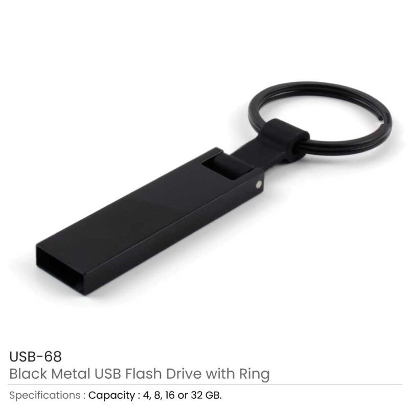Black Metal USB with Key Holder