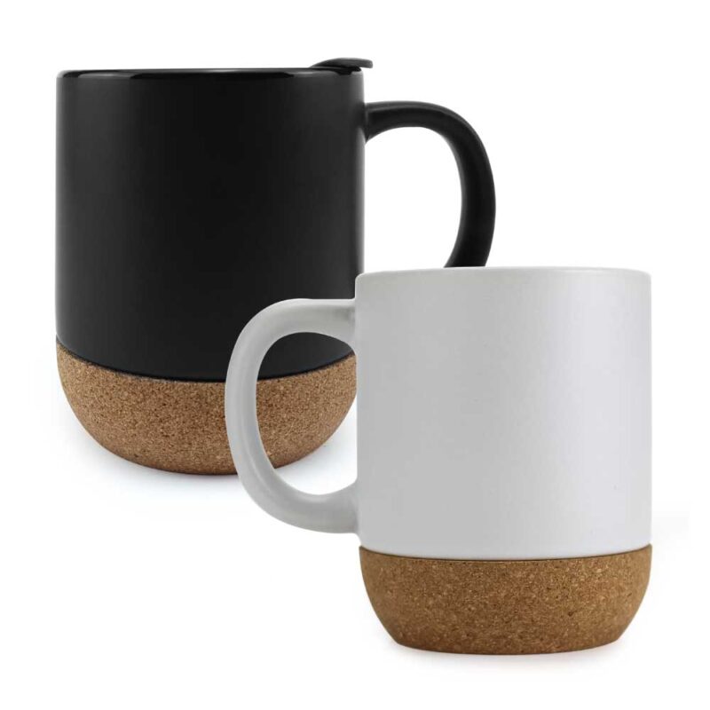 Coffee Mugs with Lids & Cork Bases