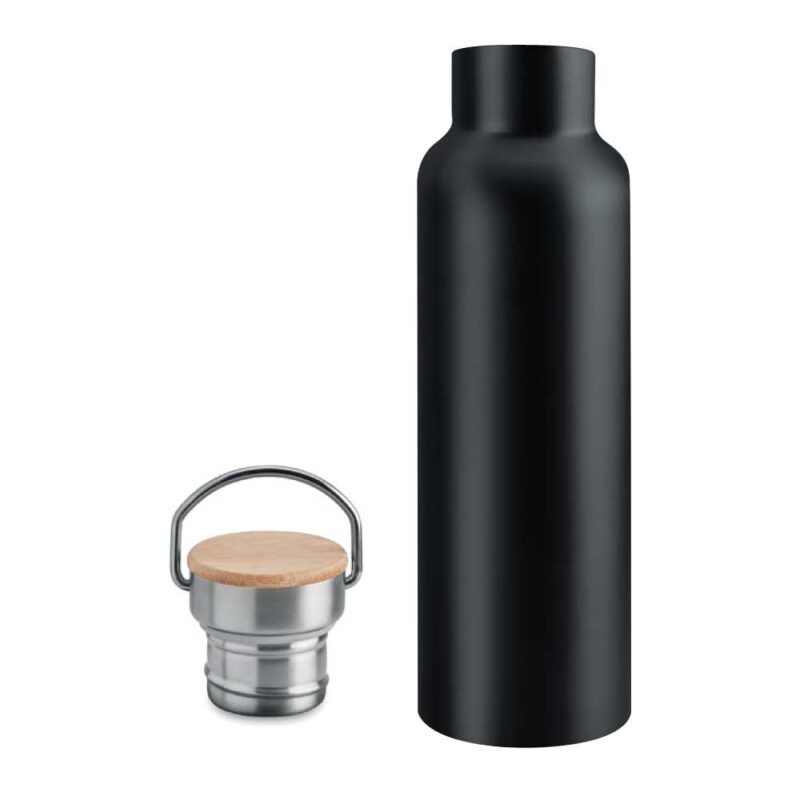 Celebrate UAE Day with the Stainless Steel Bamboo Flask (600 ml), featuring a sturdy metal body, bamboo cap, and a sleek design.